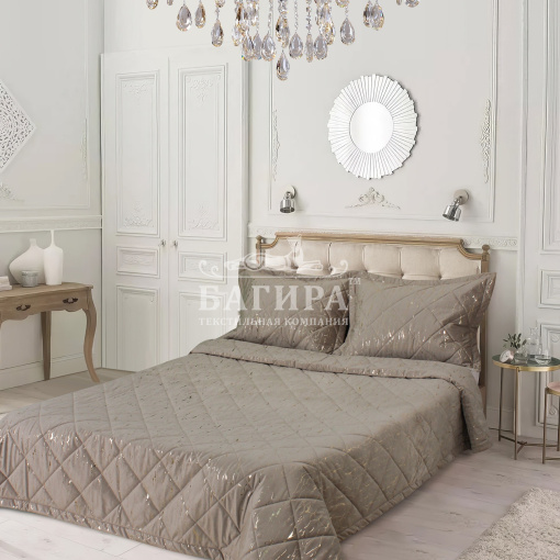 Покрывало Бархат мрамор "LUXURY" Бежевый