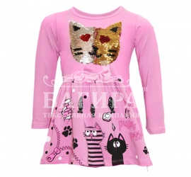 Платье с пайетками на девочку "Кошка" (3-8 лет)
