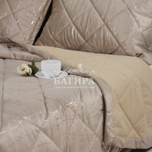 Покрывало Бархат мрамор "LUXURY" Золото