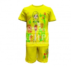 Костюм на девочку футболка+шорты "Моё лето" (6-9 лет)