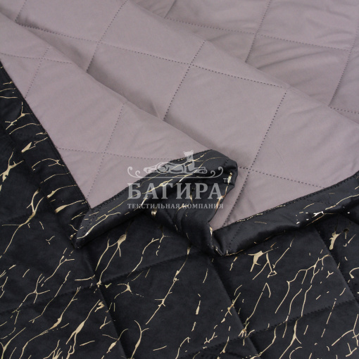 Покрывало Бархат мрамор "LUXURY" Черный