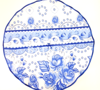 Полотенце Вафельное Круглое "Гжель" Голубой