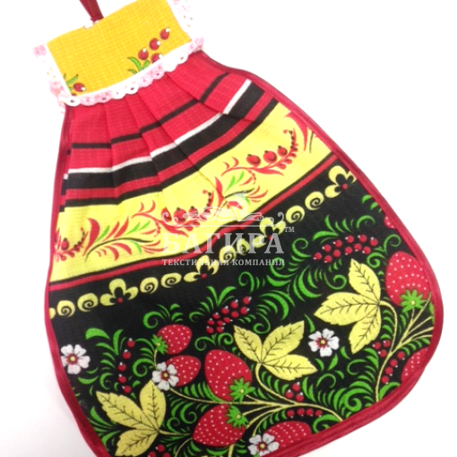 Полотенце Вафельное Матрешка "Лесные ягоды" Чёрный