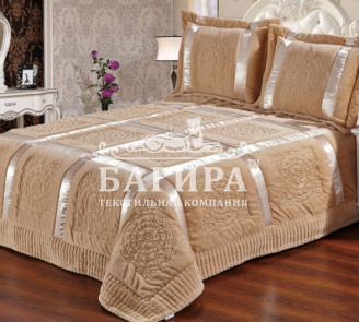 Покрывало "Искусственный Мех" с атласной лентой Молочный шоколад