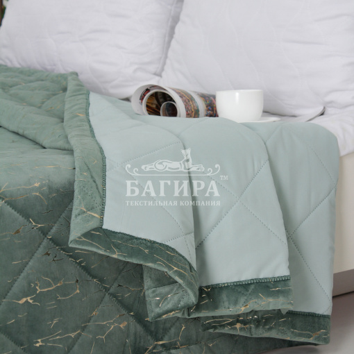 Покрывало Бархат мрамор "LUXURY" Ментол