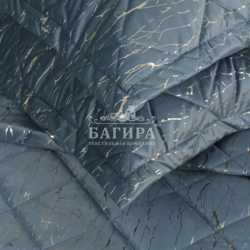 Покрывало Бархат мрамор "LUXURY" Серо-голубой