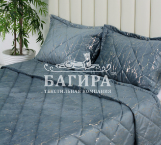Покрывало Бархат мрамор "LUXURY" Серо-голубой