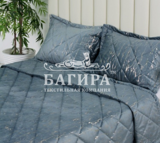 Покрывало Бархат мрамор "LUXURY" Серо-голубой