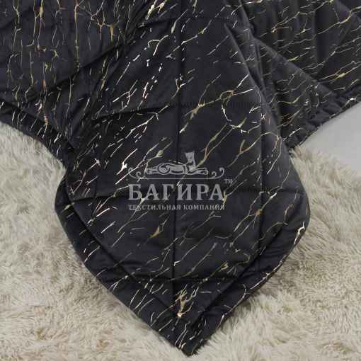 Покрывало Бархат мрамор "LUXURY" Черный