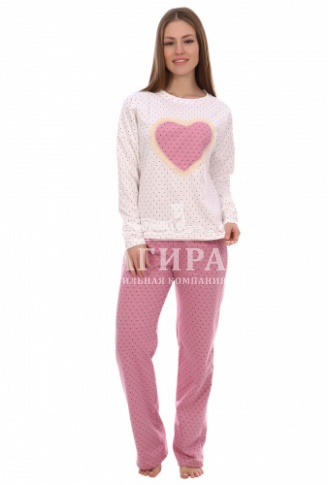 П571   Пижама женская с брюками "Молочная роза"