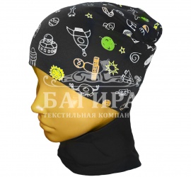 Набор (шапка + шарф-хомут) на мальчика "Космос" (8-12 лет)