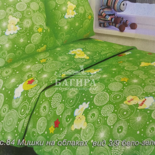 Мишки на облаках вид 3/9 бело-зеленый