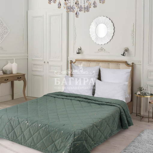 Покрывало Бархат мрамор "LUXURY" Ментол