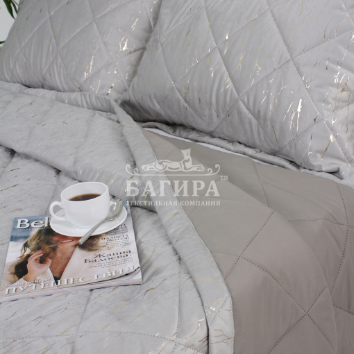Покрывало Бархат мрамор "LUXURY" Серый