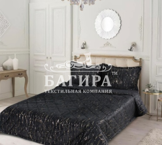 Покрывало Бархат мрамор "LUXURY" Черный