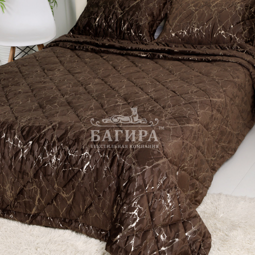 Покрывало Бархат мрамор "LUXURY" Шоколад