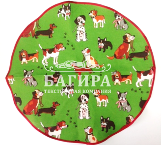 Полотенце Вафельное Круглое "Собачки" Зеленый